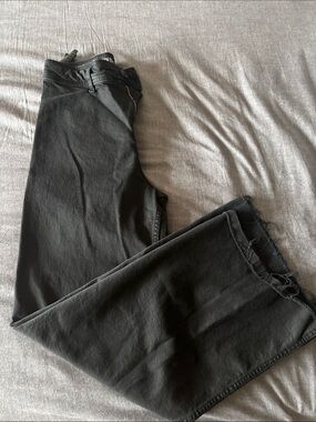 ZARA Black Raw-Hem The marine straight Wide Leg Jeans size US4